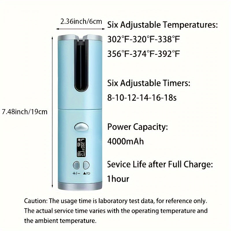 5 Heat Settings Auto-Curler for Luscious Locks - Ceramic, Anti-Scald, Tangle-Free, Quick Charge USB Rechargeable Lithium Battery - Perfect for Styling, Special Occasions, and as an Elegant Gift with Luxurious Gift Box Include