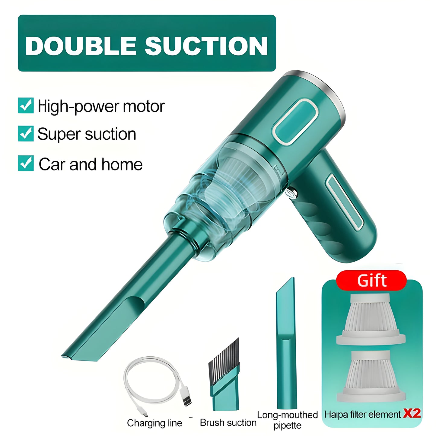 Portable Home And Car Vacuum Cleaner USB Rechargeable Car Dust Cleaner Handheld Super Power Home Wireless Vacuum Cleaner For Automobile Household
