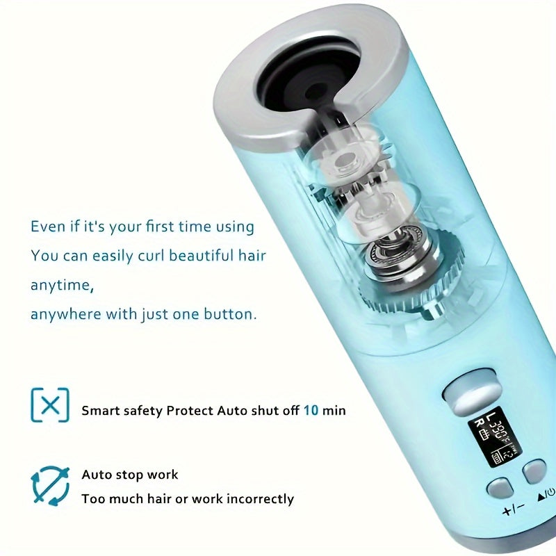 5 Heat Settings Auto-Curler for Luscious Locks - Ceramic, Anti-Scald, Tangle-Free, Quick Charge USB Rechargeable Lithium Battery - Perfect for Styling, Special Occasions, and as an Elegant Gift with Luxurious Gift Box Include