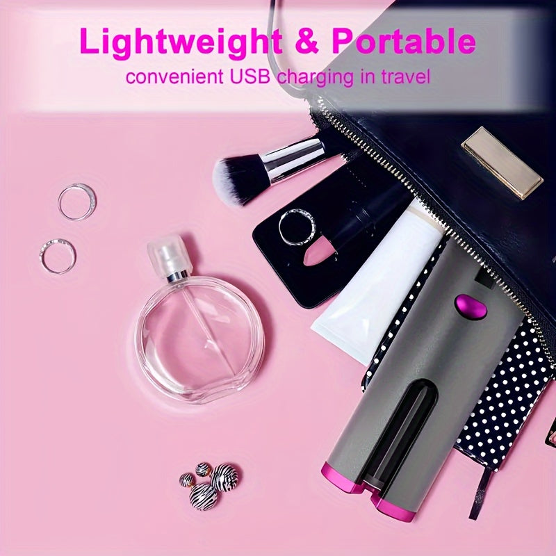 5 Heat Settings Auto-Curler for Luscious Locks - Ceramic, Anti-Scald, Tangle-Free, Quick Charge USB Rechargeable Lithium Battery - Perfect for Styling, Special Occasions, and as an Elegant Gift with Luxurious Gift Box Include