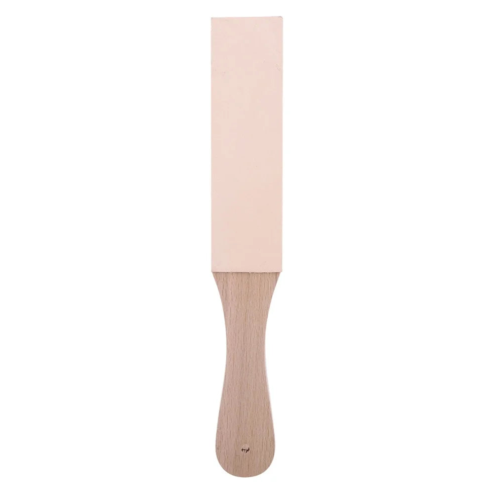 STONEGO Wooden Handle Leather Sharpening Strop Handmade Razor Polishing Board For Razor Knives Double Sided Home Sharpening Tool