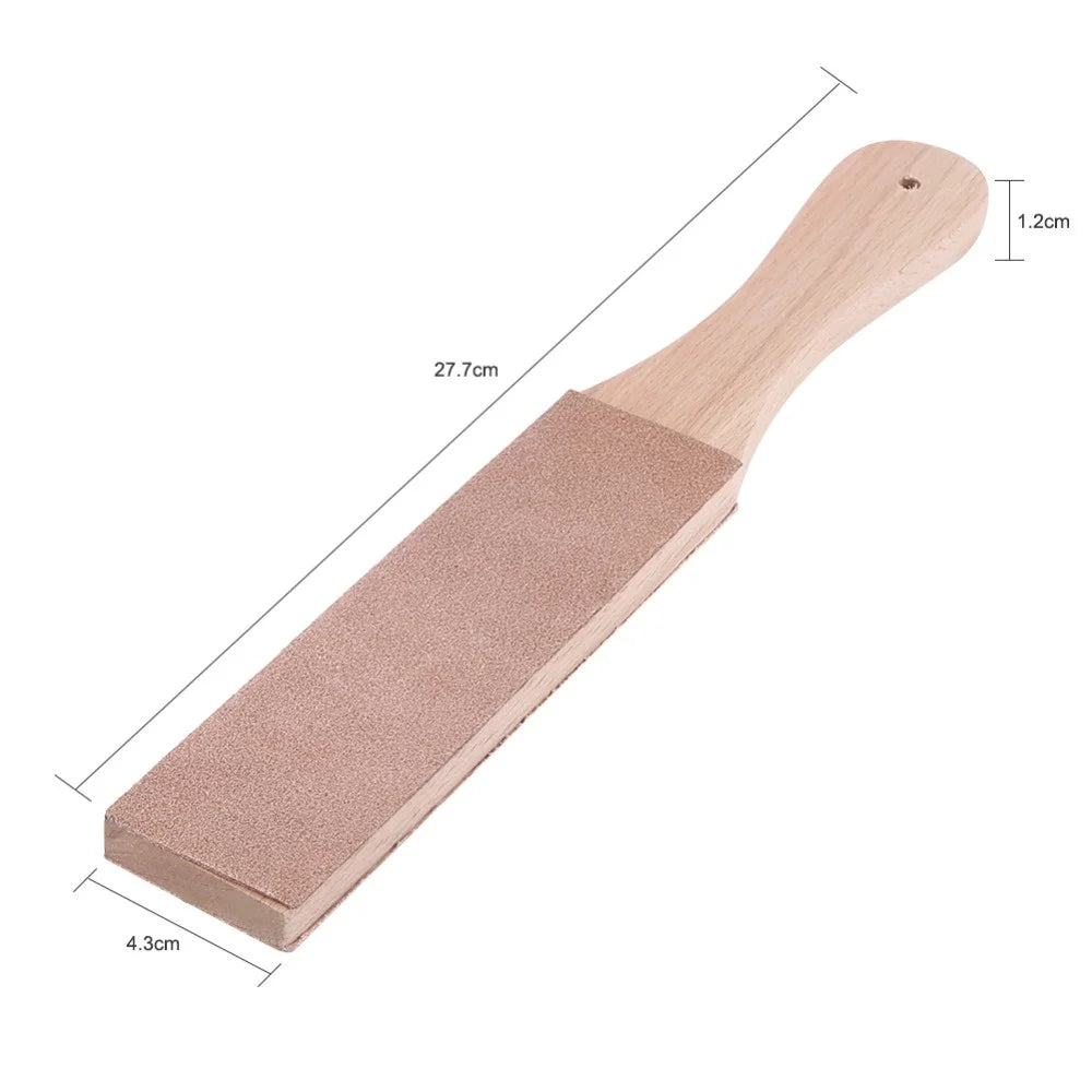 STONEGO Wooden Handle Leather Sharpening Strop Handmade Razor Polishing Board For Razor Knives Double Sided Home Sharpening Tool