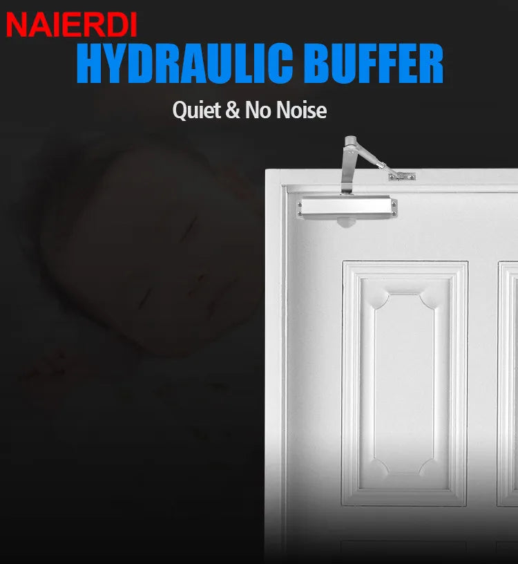 NAIERDI Hydraulic Buffer Door Closer 25KG to 80KG Adjustable Speed Door Closing Equipment Mute Soft Closing Door Hardware