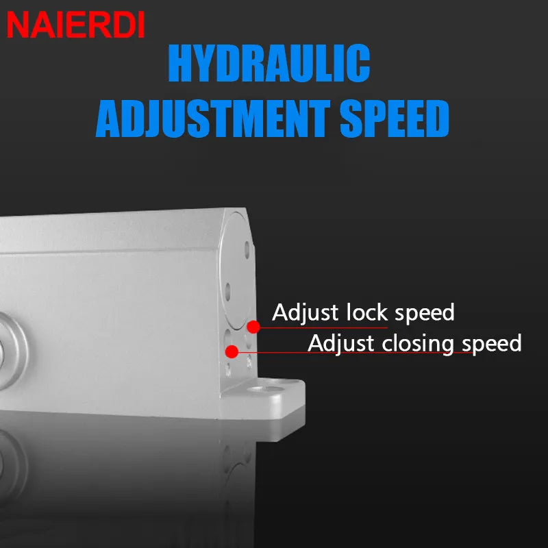 NAIERDI Hydraulic Buffer Door Closer 25KG to 80KG Adjustable Speed Door Closing Equipment Mute Soft Closing Door Hardware