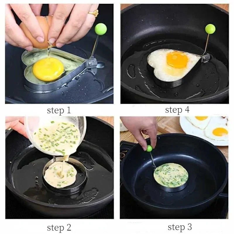 Stainless Steel 5Style Fried Egg Pancake Shaper Omelette Mold Mould Frying Egg Cooking Tools Kitchen Accessories Gadget Rings