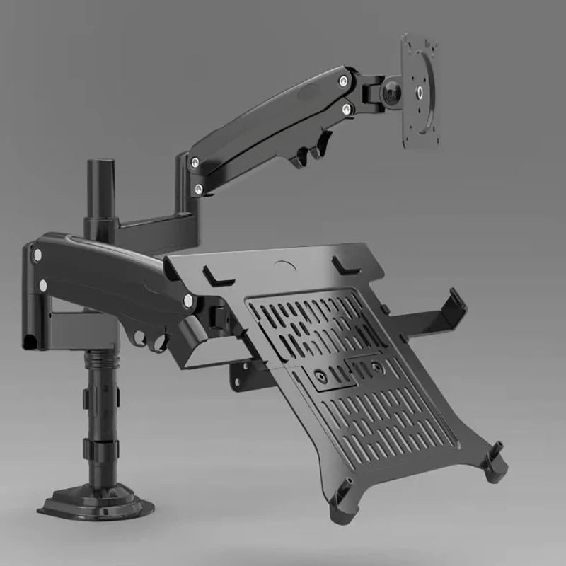 Desktop NB H180 + FP-2 Gas Spring Dual Arm for 22"-32" Monitor Holder + 10"-17" Laptop Support Air Press Mount Stand Load 2-12kg