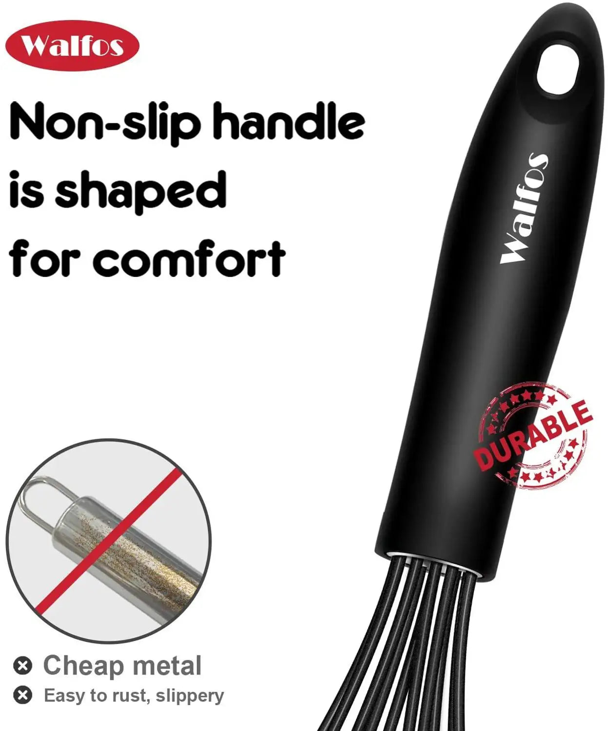 WALFOS 1pcs/3set Multifunctional Rotating Manual Whisk Mixer Mini Plastic Kitchen Whisk Baking Tool Silicone Whisk
