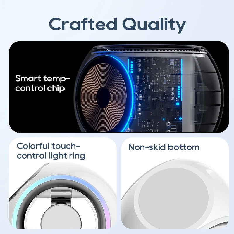 KUULAA 3 in 1 Wireless Charging Stand for iPhone 15 4 Color Changing LED Light Magnetic Wireless Charger for AirPods/Watch