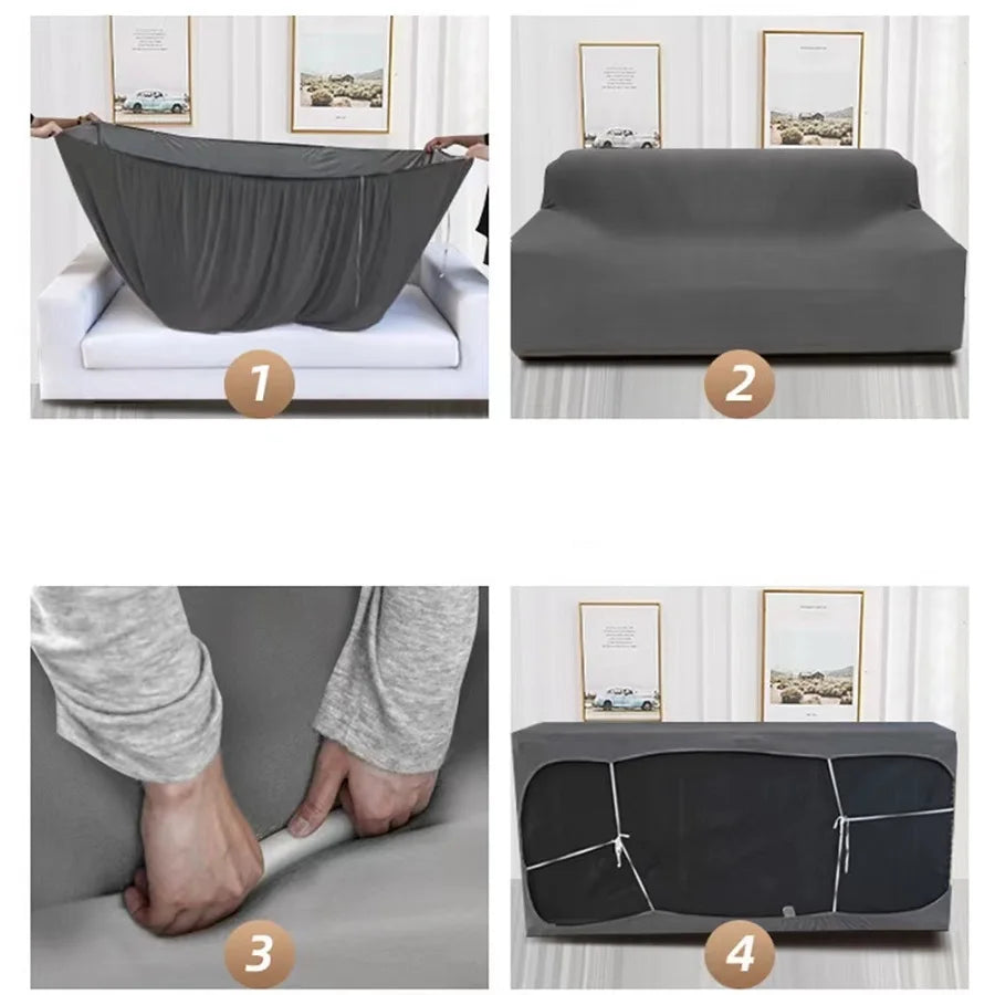 Solid Color 1/2/3/4 Seat Sofa Cover Stretch Milk Silk Fabric Couch Covers for Living Room Sectional Corner Settee Slipcovers 1PC
