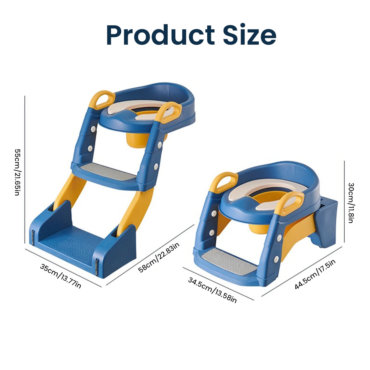 Children's Toilet Seat Stairway Folding Rack Step Stool Stair Child Step Seat Ring Baby Potty Toilet Training Chair with PU Mat