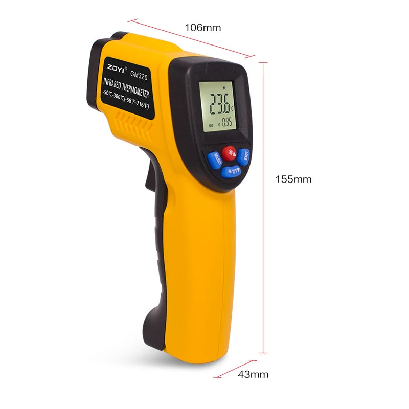 Digital Infrared Thermometer Laser Temperature Meter Non-contact Pyrometer Imager Hygrometer IR Termometro Color LCD Light Alarm