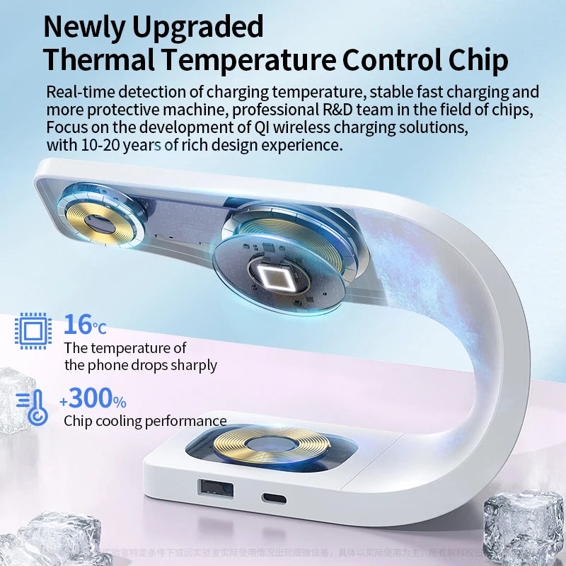 4 in 1 Metal Shell Wireless Charger for iPhone 15 14 13 12 Magnetic Fast Charging Station Stand Dock for Apple Airpods Watch