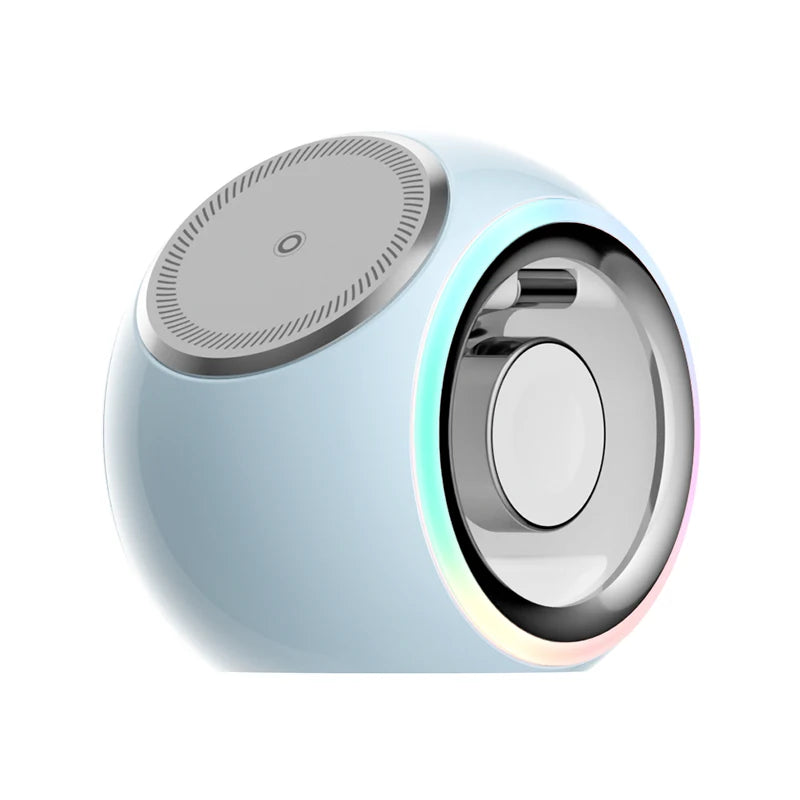 KUULAA 3 in 1 Wireless Charging Stand for iPhone 15 4 Color Changing LED Light Magnetic Wireless Charger for AirPods/Watch