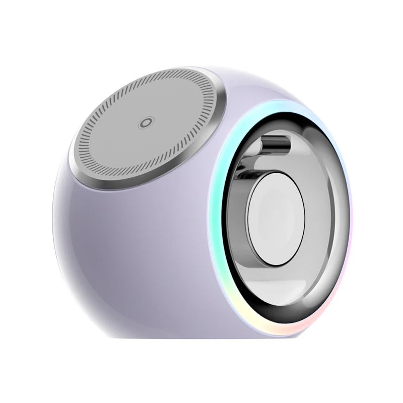 KUULAA 3 in 1 Wireless Charging Stand for iPhone 15 4 Color Changing LED Light Magnetic Wireless Charger for AirPods/Watch