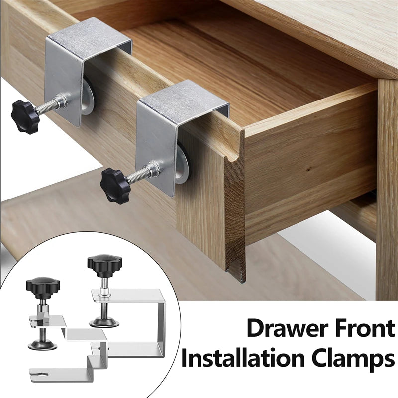 Universal Drawer Front Installation Clamps Holder Adapter Kit Aids Jig Tool Adjustable Fixing Clip for Woodworking Mounting