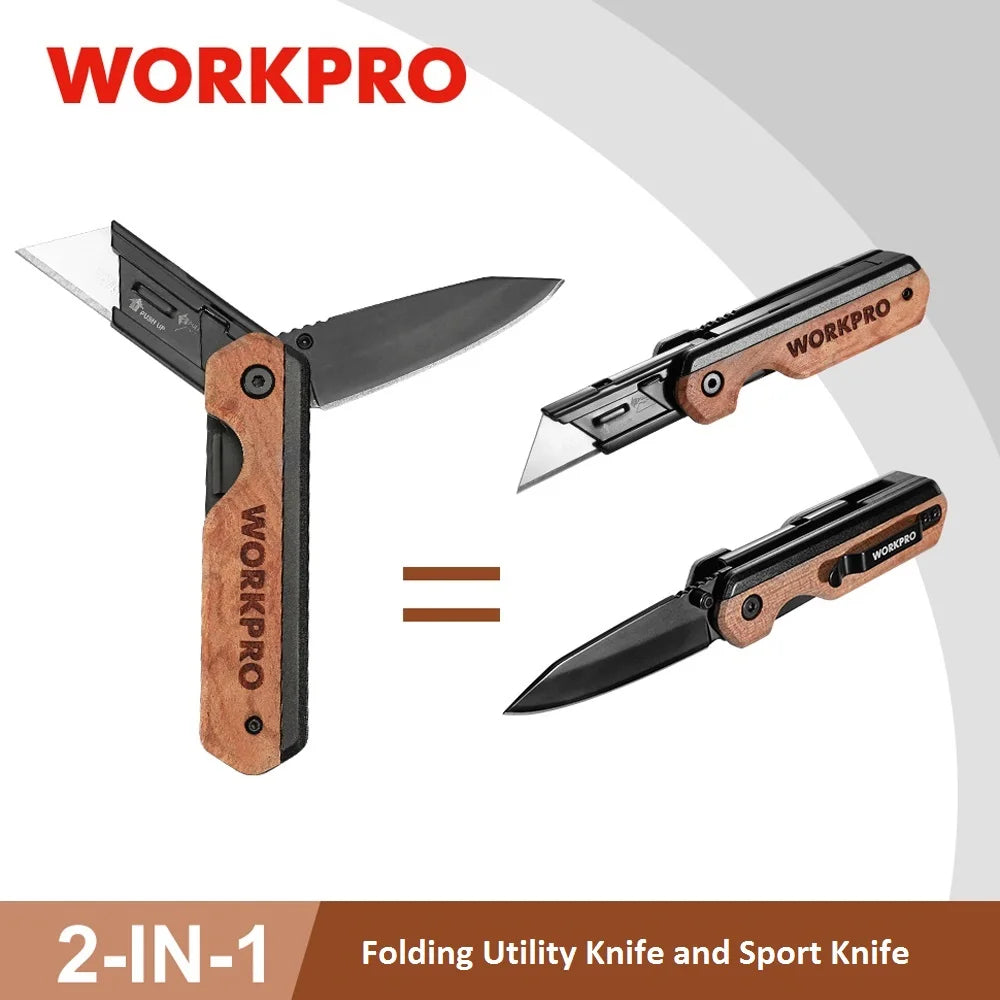 WORKPRO Multifunction Folding Knife Portable Pocket Knife Electrician Utility Knife With 10PC Blades Paper Cutter DIY Hand Tools