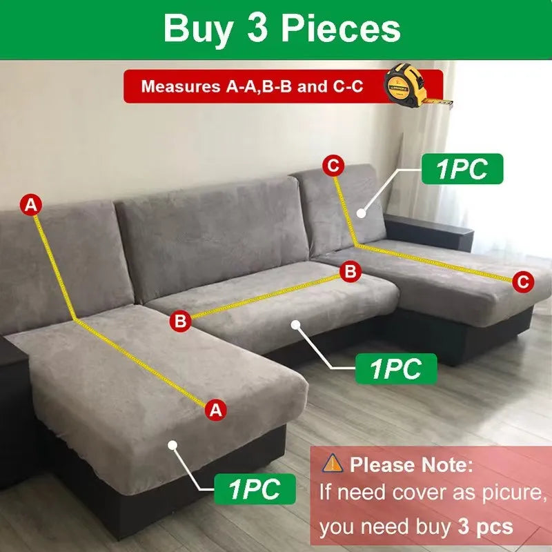 Solid Color 1/2/3/4 Seat Sofa Cover Stretch Milk Silk Fabric Couch Covers for Living Room Sectional Corner Settee Slipcovers 1PC