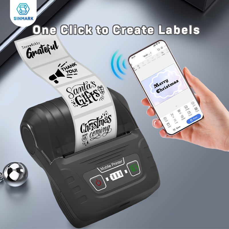 1pc SINMARK SK58 Label Maker Portable Label Printer for Small Business, Office, Home, Address, Mini Printer, Comes with a Roll of 4030 Paper, SinMARK