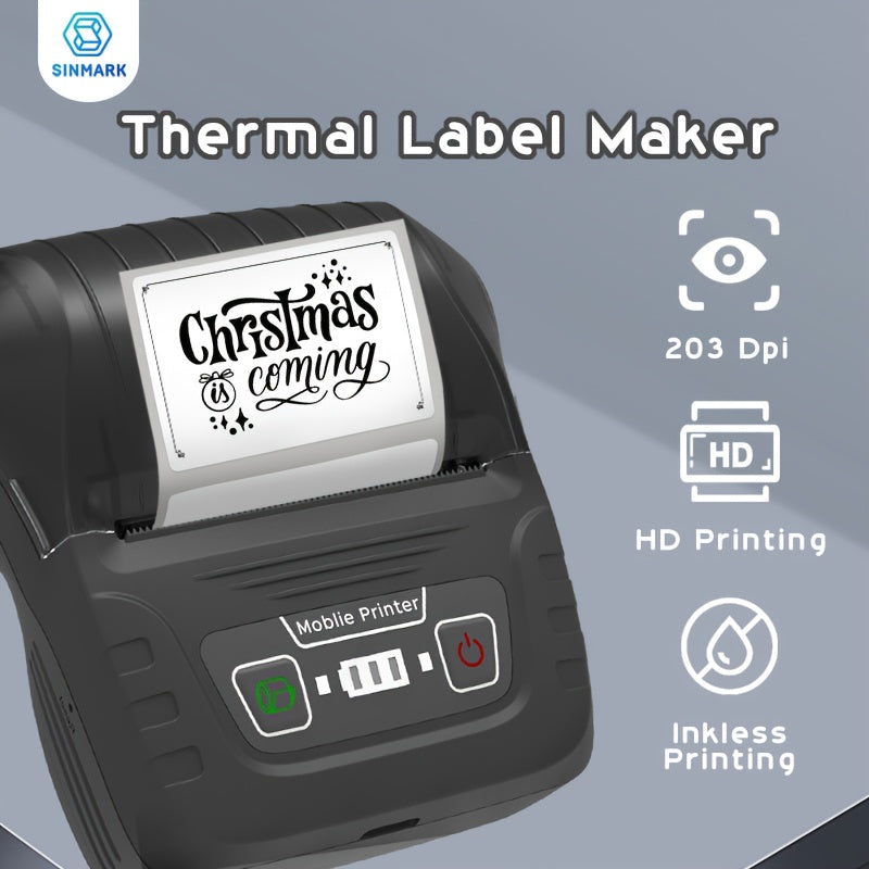 1pc SINMARK SK58 Label Maker Portable Label Printer for Small Business, Office, Home, Address, Mini Printer, Comes with a Roll of 4030 Paper, SinMARK