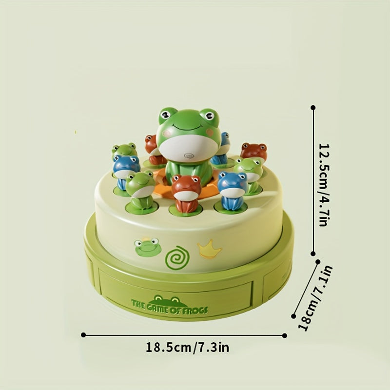 [Engaging Toy] Colorful Youngsters' Frog Catapult Game - Interactive Green Plastic Toy with Cartoon Jumping Frogs, Flashing Lights & Sounds for Focus Training, Frog Gifts