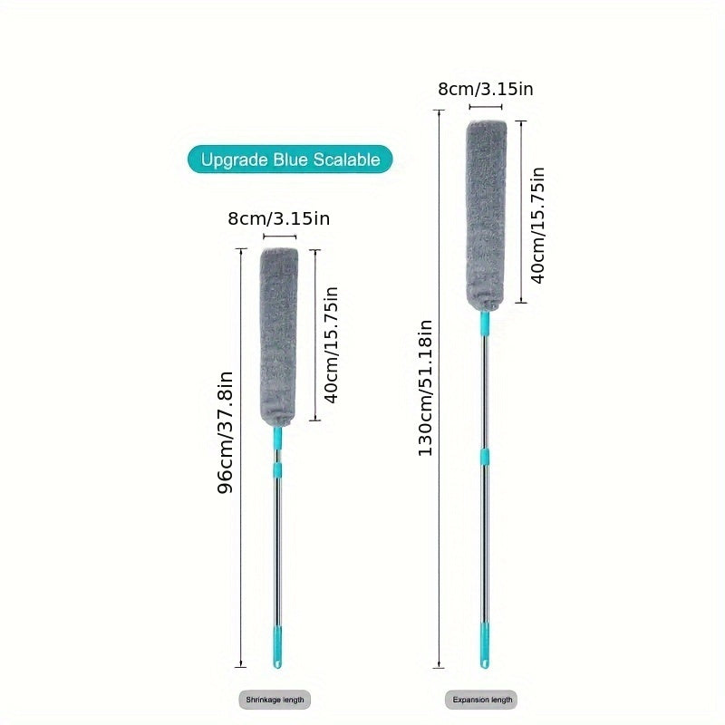 1set, Microfiber Dusting Brush With Extension Rod, Washable Extendable Dust Duster, Retractable Crevice Dust Cleaner, Dry Wet Dual-use Cleaning Brush, Multipurpose Dust Removal Brush, Suitable For Sofa Bed And Furniture Botto