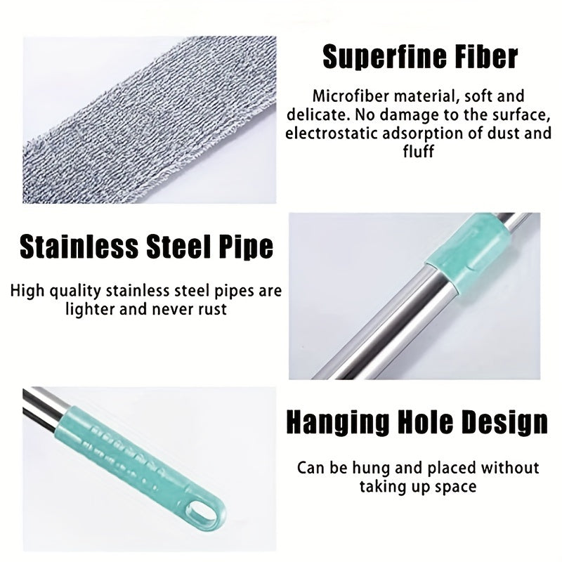 1set, Microfiber Dusting Brush With Extension Rod, Washable Extendable Dust Duster, Retractable Crevice Dust Cleaner, Dry Wet Dual-use Cleaning Brush, Multipurpose Dust Removal Brush, Suitable For Sofa Bed And Furniture Botto
