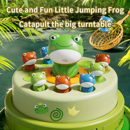 [Engaging Toy] Colorful Youngsters' Frog Catapult Game - Interactive Green Plastic Toy with Cartoon Jumping Frogs, Flashing Lights & Sounds for Focus Training, Frog Gifts