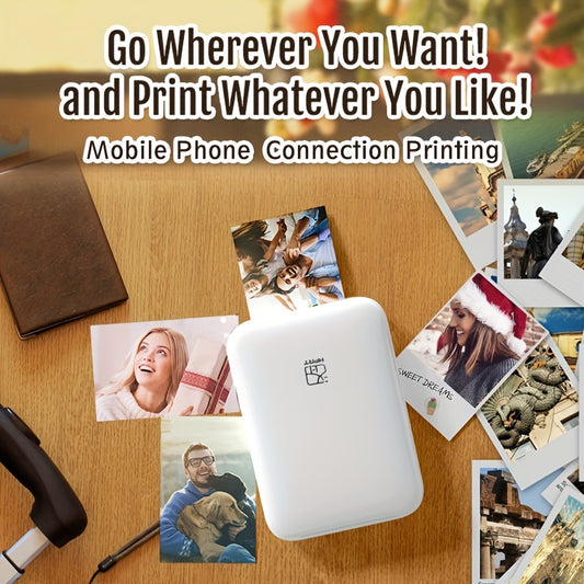 HPRT-Wireless Portable Photo Printer Mini Color Printer Compatible With IOS/Android Wireless Devices, ZINK Printing, Portable Pocket Smart Printing Mobile Phone Direct Printing, Color HD Reproduction