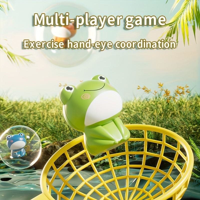 [Engaging Toy] Colorful Youngsters' Frog Catapult Game - Interactive Green Plastic Toy with Cartoon Jumping Frogs, Flashing Lights & Sounds for Focus Training, Frog Gifts
