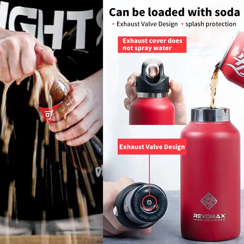 RevoMax 350/500/750/1000ml Double Wall Stainles Steel Water Bottle Thermos Bottle Keep Hot and Cold Insulated Vacuum Flask