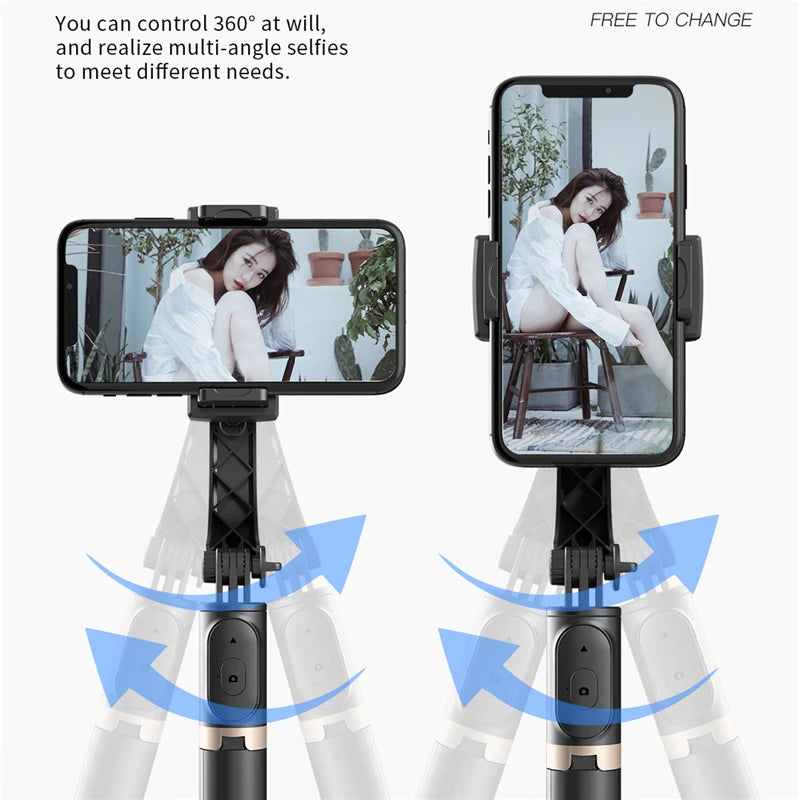 Roreta 2024 NEW Gimbal Stabilizer Selfie Stick Foldable Wireless Tripod with Bluetooth Shutter Monopod for IOS Android