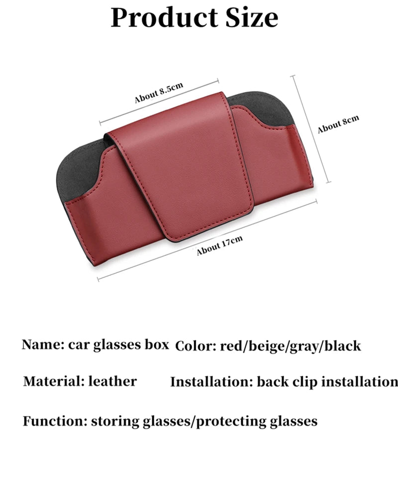 Car Glasses Case Auto Sun Visor Leather Glasses Holder Sunglasses Clip Card Ticket Holder Multi-Function Car Interior Storage