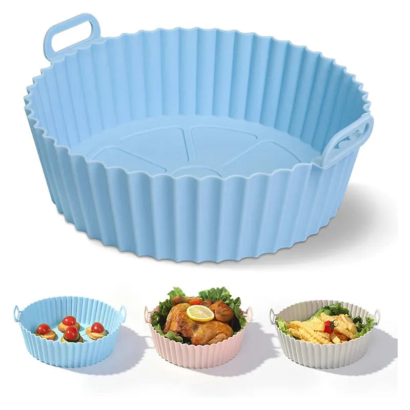 Airfryer Silicone Basket Reusable Oven Baking Tray Silicone Mold for Air Fryer Pizza Fried Chicken Basket Air Fryer Accessories