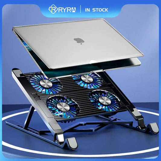 RYRA Silent Adjustable Laptop Cooler Stand Foldable Laptop Cooling Support Notebook Stand For 17.3 Inch With 2/4 Cooling Fans