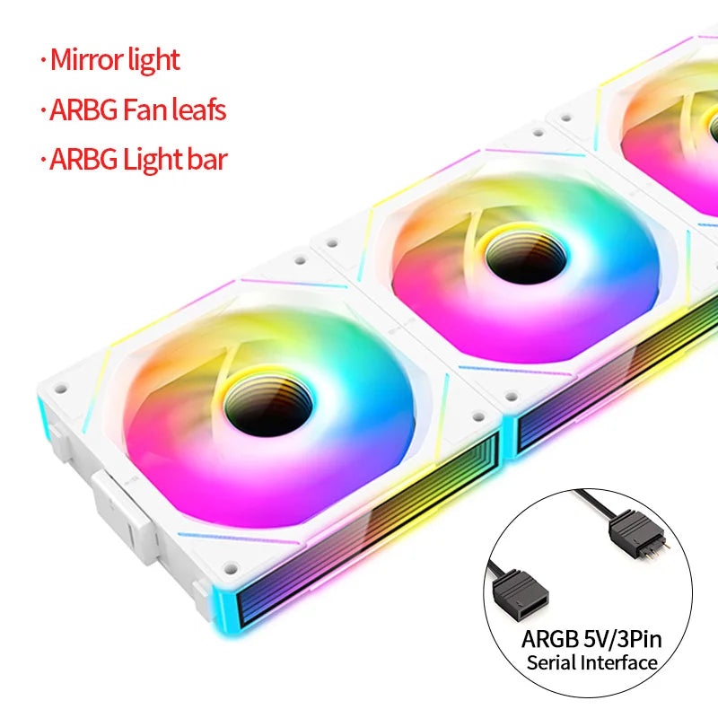 Teucer JM-1 PC Case Fan Mirror Cycle ARGB Light 120mm 3in1 800-2000rpm 12v/5Pin PWM Low noise Chassis Water Cooling Ventilador