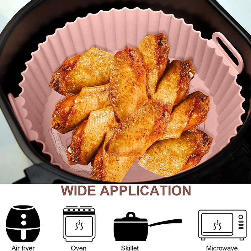 Airfryer Silicone Basket Reusable Oven Baking Tray Silicone Mold for Air Fryer Pizza Fried Chicken Basket Air Fryer Accessories