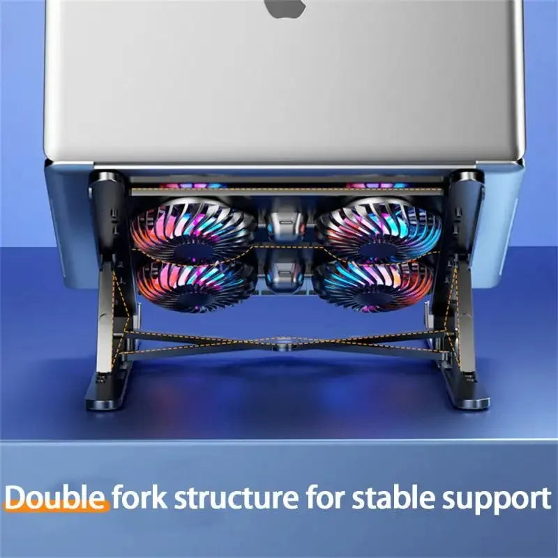 PC Laptop Radiator Stand 2/4 Silent Fan Folding Computer Cooling Fan Heatsink Portable Height Adjustable Laptop Stand 11-17.3