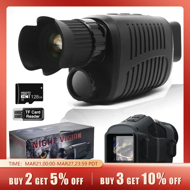 Monocular Night Vision Device 1080P HD Infrared Camera 5X Digital Light Zoom Hunting Telescope Outdoor Search Full Darkness 300m