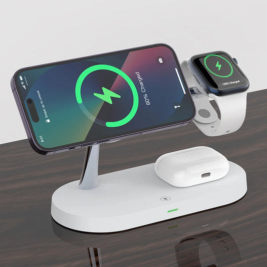 3 in 1 Wireless Charger Stand For iPhone 12 13 14 15 Magsafe Charger Airpods Pro Apple Watch 9 8 7 6 QI Fast Charging Station