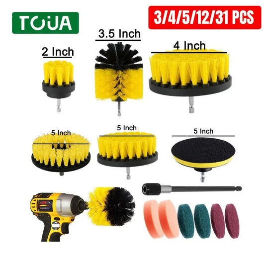 Electric Drill Brush Kit All Purpose Cleaner Auto Tires Cleaning Tools for Tile Bathroom Kitchen Round Plastic Scrubber Brushes