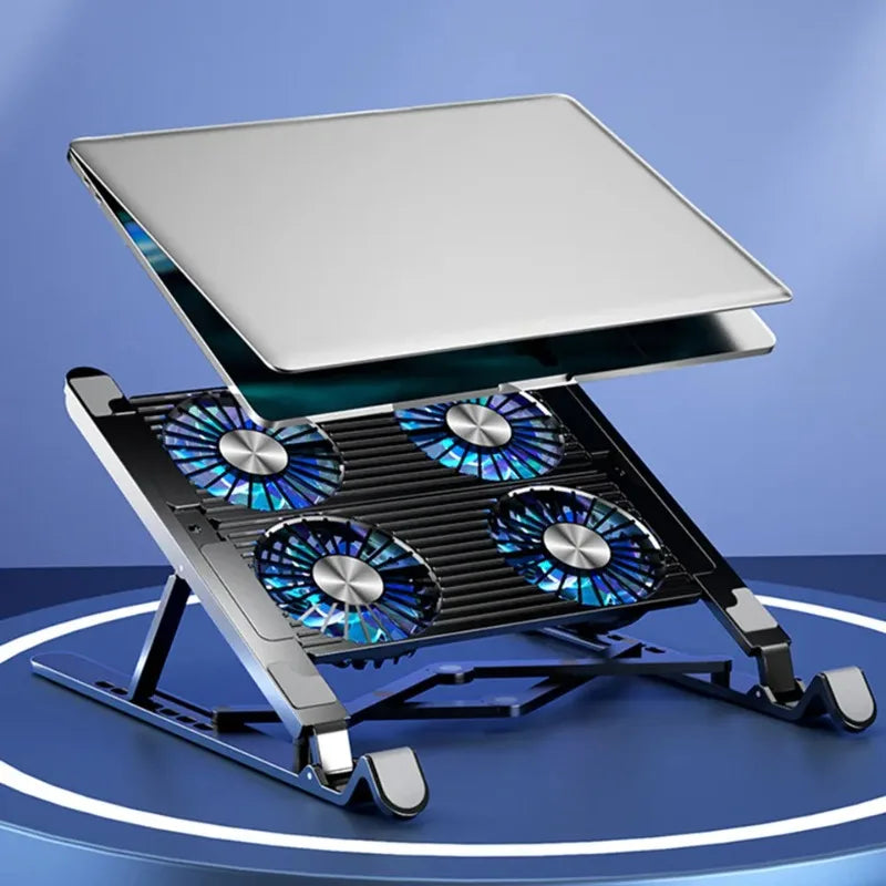 PC Laptop Radiator Stand 2/4 Silent Fan Folding Computer Cooling Fan Heatsink Portable Height Adjustable Laptop Stand 11-17.3