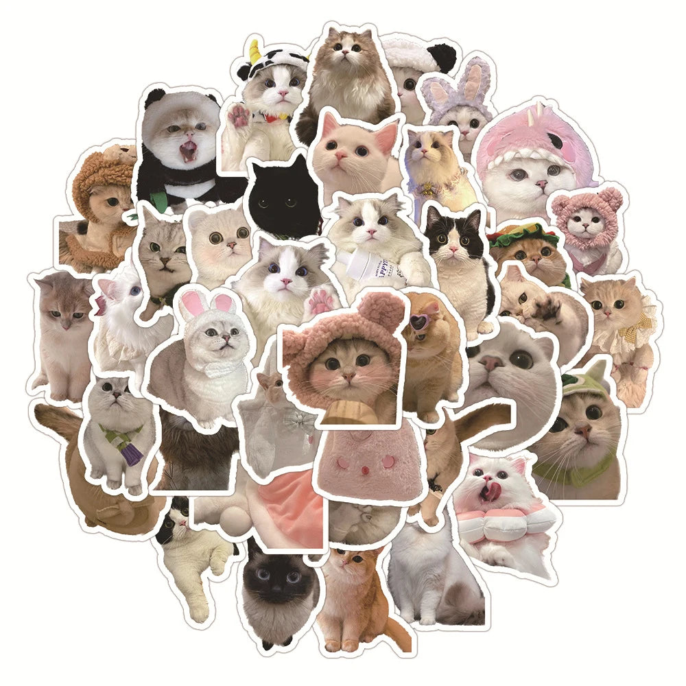 10/30/60pcs Kawaii Cats Stickers Toys Cute Kitten Cartoon Decals For Kids DIY Laptop Scrapbook Stationery Fridge Funny Sticker