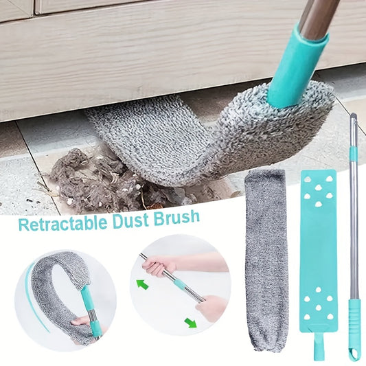 1set, Microfiber Dusting Brush With Extension Rod, Washable Extendable Dust Duster, Retractable Crevice Dust Cleaner, Dry Wet Dual-use Cleaning Brush, Multipurpose Dust Removal Brush, Suitable For Sofa Bed And Furniture Botto