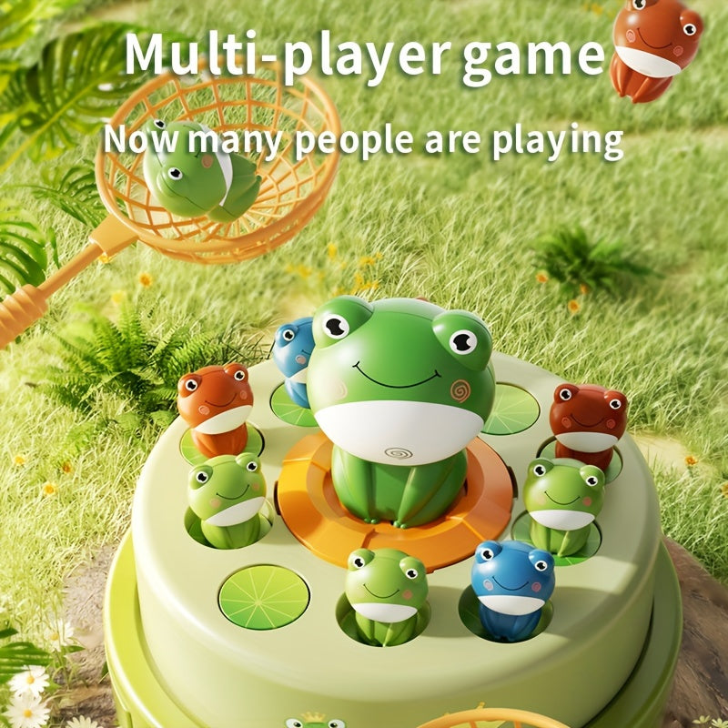 [Engaging Toy] Colorful Youngsters' Frog Catapult Game - Interactive Green Plastic Toy with Cartoon Jumping Frogs, Flashing Lights & Sounds for Focus Training, Frog Gifts